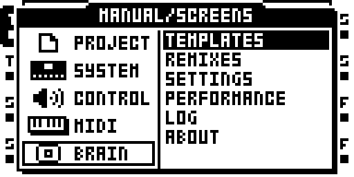 BRAIN in the main menu