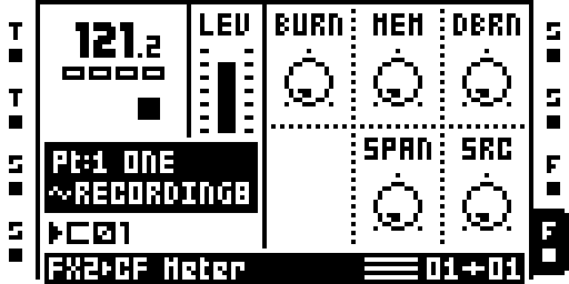 CF METER: main parameter page.