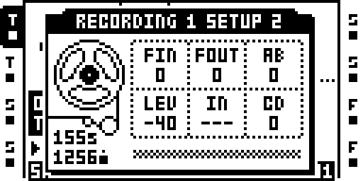 Threshold LEV and live IN meter in RECORDING SETUP 2.