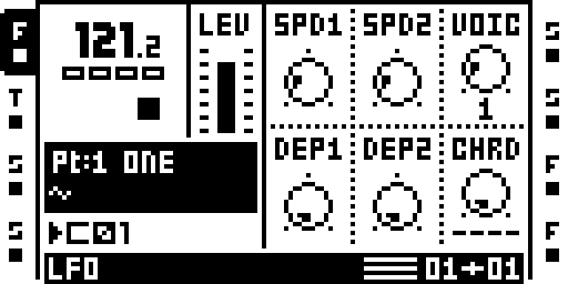 Synth voice and chord controls on the LFO page.
