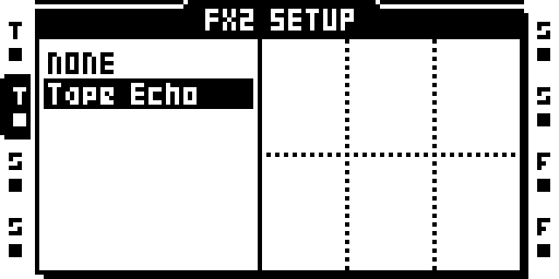 FX2 SETUP with Tape Echo selected.