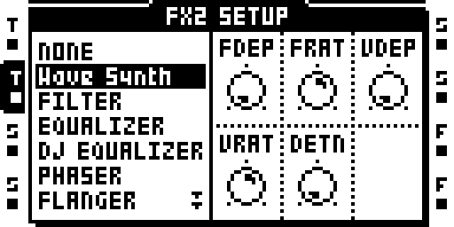Wave: effect selection and setup parameters.